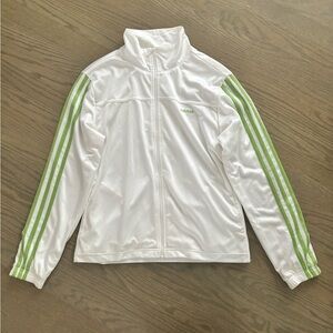 vintage Y2K Adidas jacket white light green stripes women’s size medium